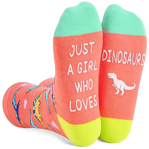 Zmart Novelty Dino Socks for Women Crazy Dinosaur Socks for Girls, Funny Dinosaur Gifts for Women Dino Gifts