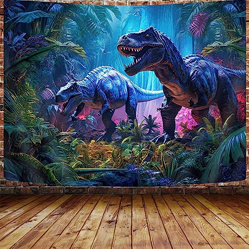 GOAOK Dinosaur Tapestry for Boys Room Decor, Jurassic Wild Anicient Animals Wall Tapestry, Nature Forest Fairytales Dinosaur Tapestry Wall Hanging 60X40 Inches for Bedroom Living Room Dorm Room