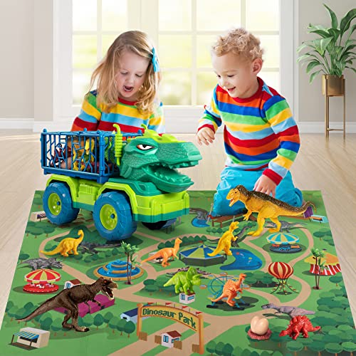 Dinosaur Truck Set with 8 Figures & Mat