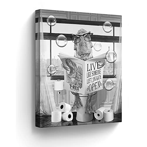 Dinosaur Toilet Canvas Wall Art - 12"x16