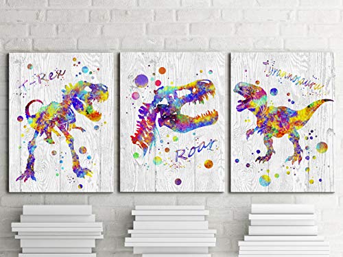 Colorful Dinosaur Canvas Wall Decor for Kids Room