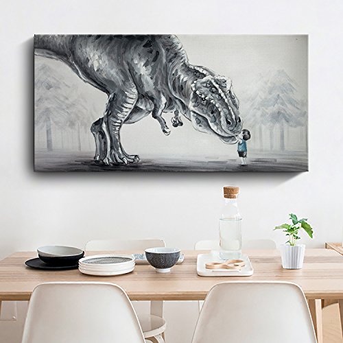 Baby Boy and T-Rex Oil Painting