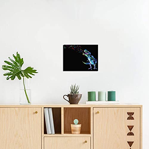 Dinosaur Rainbow Canvas Wall Art Print
