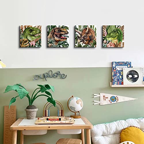 Dinosaur Room Decor Set: 4 Dino Posters