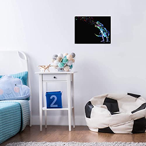 Dinosaur Rainbow Canvas Wall Art Print