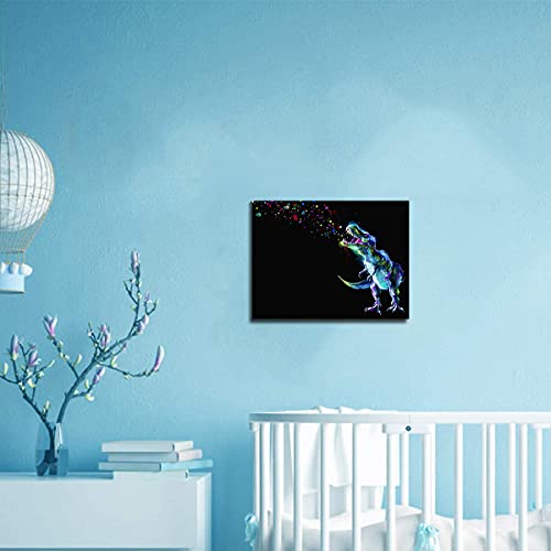 Dinosaur Rainbow Canvas Wall Art Print