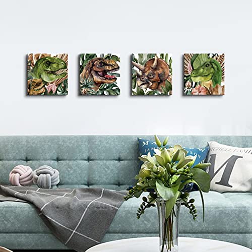 Dinosaur Room Decor Set: 4 Dino Posters