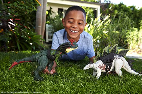 Jurassic World Dominion Gigantic Trackers Stegosaurus Action Figure Toy with Attack Motion & Tracking Gear, Plus Downloadable App & Ar