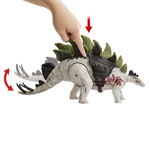 Jurassic World Dominion Gigantic Trackers Stegosaurus Action Figure Toy with Attack Motion & Tracking Gear, Plus Downloadable App & Ar