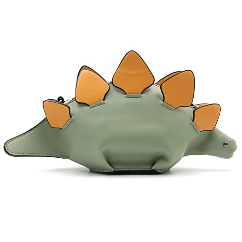 WLC Dinosaur Shoulder Purses,PU Stegosaurus CrossBody Bag for children(Green)