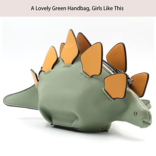 WLC Dinosaur Shoulder Purses,PU Stegosaurus CrossBody Bag for children(Green)