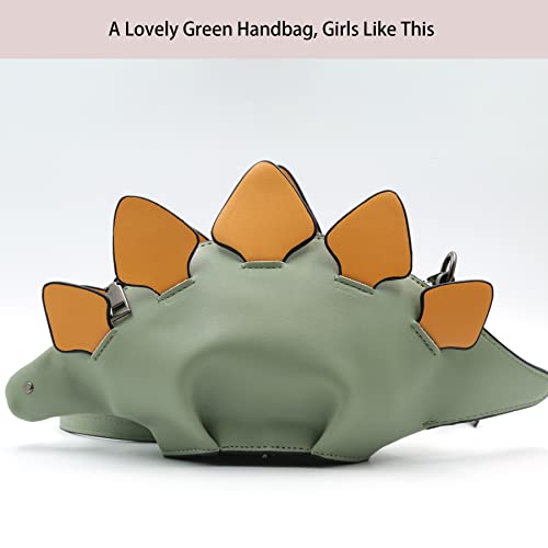 WLC Dinosaur Shoulder Purses,PU Stegosaurus CrossBody Bag for children(Green)