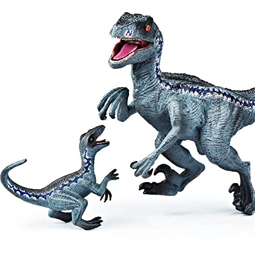Large Blue Velociraptor Dinosaur Action Figures (2pcs)