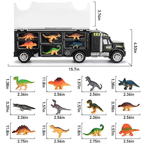 12 Dinosaur Toys with Truck Carrier for Boys