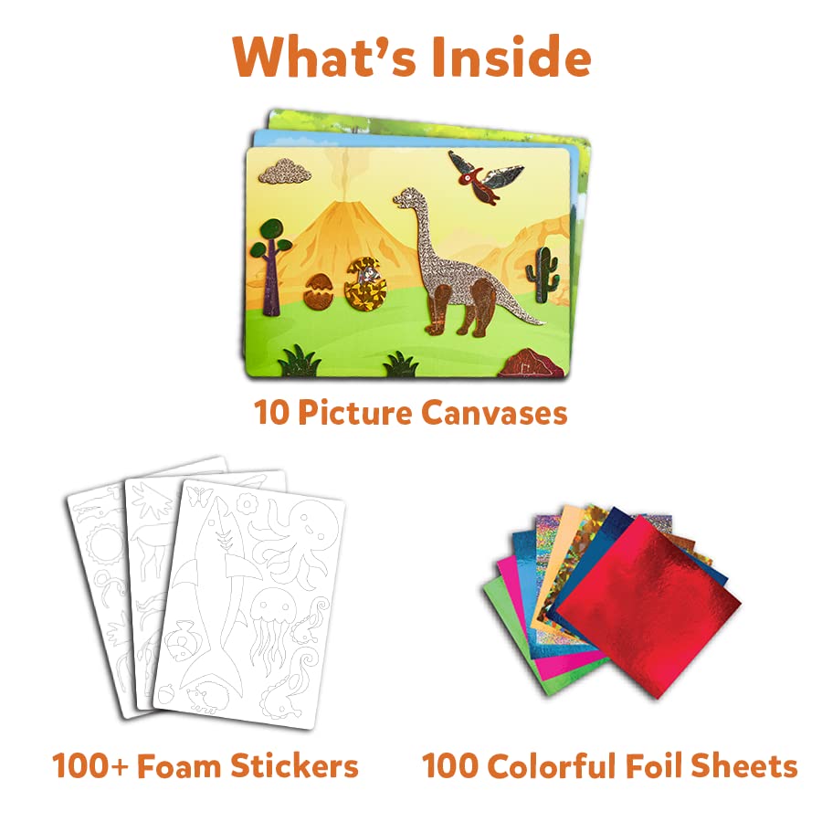 Dinosaur Foil Art Kit - 10 Sparkly Pictures