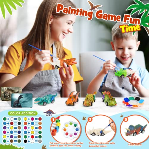 Dino Painting & Pull Back Cars Set