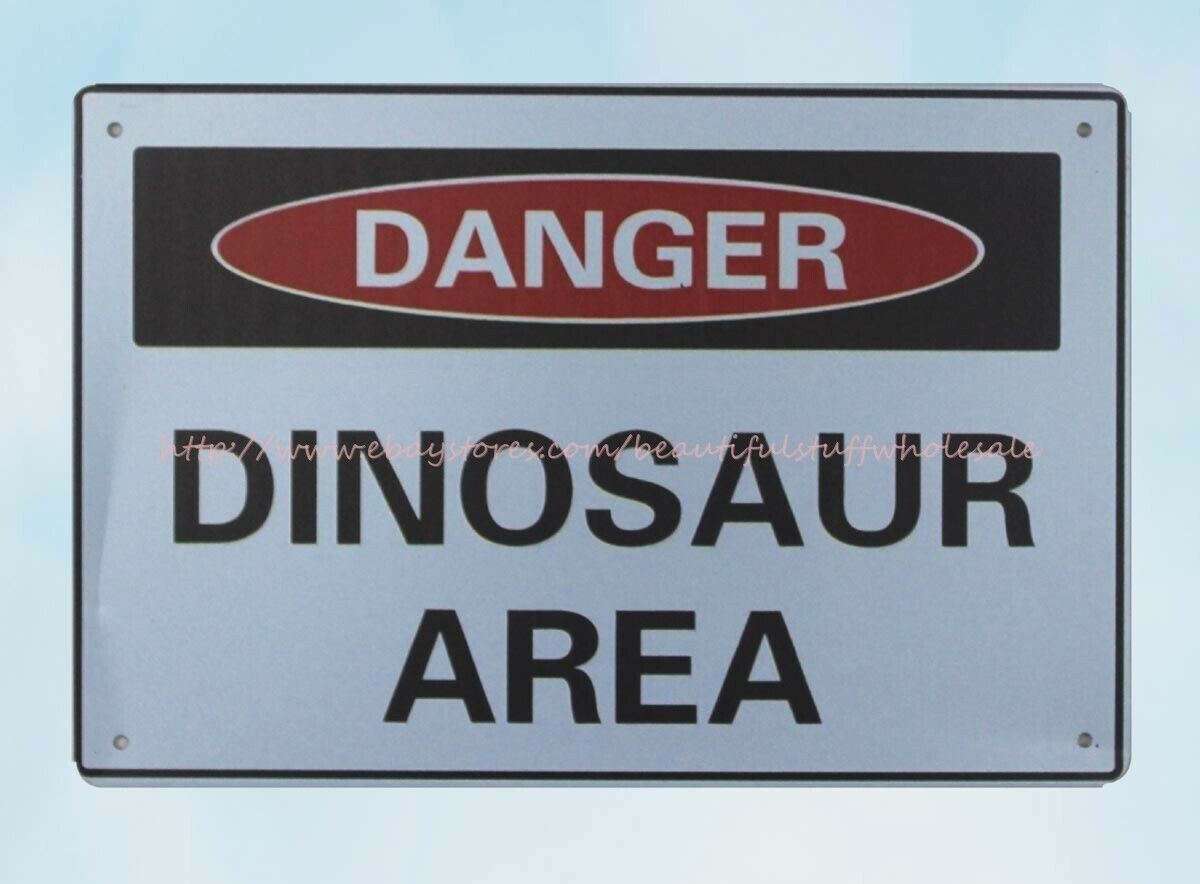 Metal Tin Dinosaur Area Sign - Decor