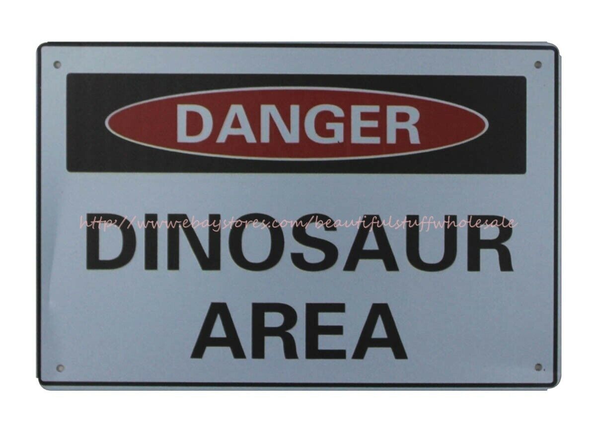 Metal Tin Dinosaur Area Sign - Decor