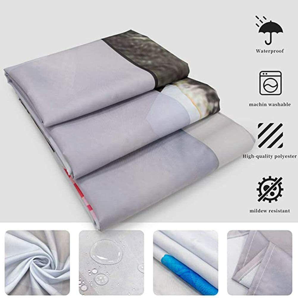 4Pcs Dinosaur Shower Curtain Set with Non-Slip Rug Toilet Lid Cover and Bath Mat