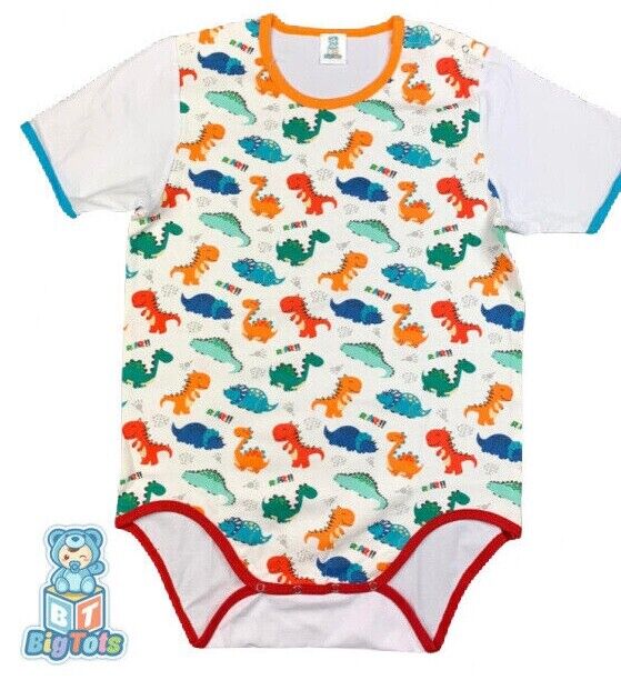 Adult snap shoulder bodysuit Dinosaur print romper