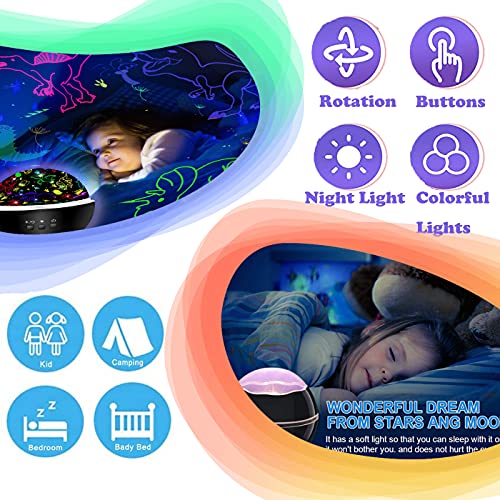 Dino-themed Rotating Projector Lamp for Kids