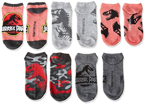 Universal womens Jurassic World 5 Pack No Show Casual Sock, Black Red Multi, 9 11 US