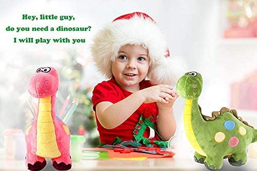 Marsjoy 14" Pink Stuffed Dinosaur Plush Toy, Plush Dinosaur Stuffed Animal, Dinosaur Toy for Baby Girl Boy Kids Birthday Gifts