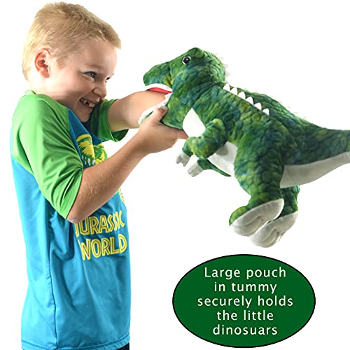 DreamsBe Dinosaur Stuffed Animal T-Rex and 5 Little Dinos for Boys & Girls - Plush T-Rex Stuffie with Zippered Pocket for Eating Dinosaurs - Dinosaur Gift for Boys Ages 3 4 5 6 7 8 9 Years