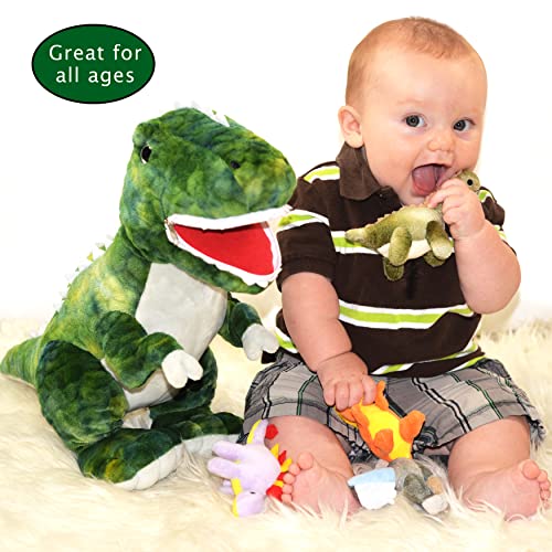 DreamsBe Dinosaur Stuffed Animal T-Rex and 5 Little Dinos for Boys & Girls - Plush T-Rex Stuffie with Zippered Pocket for Eating Dinosaurs - Dinosaur Gift for Boys Ages 3 4 5 6 7 8 9 Years