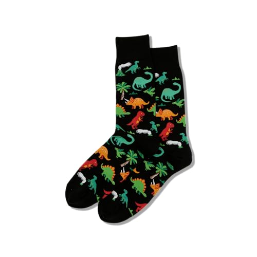 Hot Sox mens Animal Series Novelty Fashion Crew Casual Sock, Dinosaurs (Black), 6 12 US
