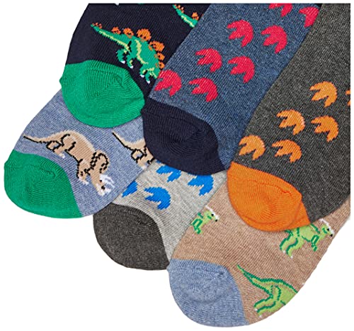 Jefferies Socks boys Boy s Dinosaur Pattern Cotton Crew Socks 6 Pack Multi X Small, Multi, X-Small US
