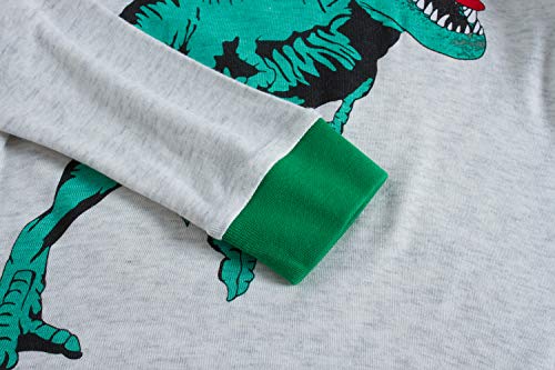 Popshion Boys Pajamas 100% Cotton Long Sleeve Toddler Pjs Set T-Rex Dinosaurs Clothes Kids Pjs Sleepwear(Green Dinosaurs-6230 3T)