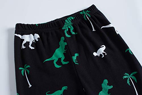 Popshion Boys Pajamas 100% Cotton Long Sleeve Toddler Pjs Set T-Rex Dinosaurs Clothes Kids Pjs Sleepwear(Green Dinosaurs-6230 3T)