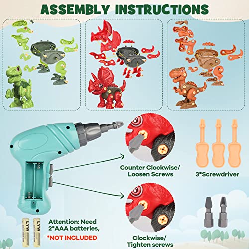 Dinosaur Construction Toys with Electric Drill for Kids