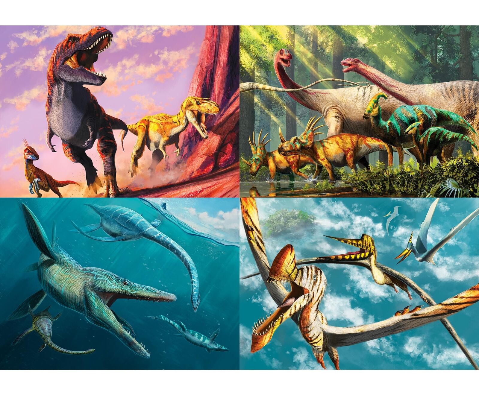 Dinosaur 100-Piece Jigsaw Puzzle Box Bundle | Set of 4