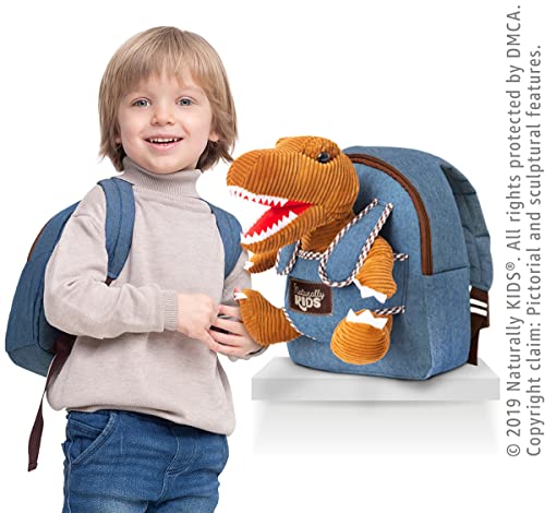 Naturally KIDS Small Dinosaur Backpack Dinosaur Toys for Kids 3-5 - Dinosaur Toys for 3 4 5 6 Year Old Boys Girls Gift - Toddler Backpack for Boys Dinosaurs for Boys Dino Toy - Dinosaur Stuffed Animal
