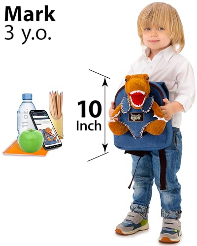 Naturally KIDS Small Dinosaur Backpack Dinosaur Toys for Kids 3-5 - Dinosaur Toys for 3 4 5 6 Year Old Boys Girls Gift - Toddler Backpack for Boys Dinosaurs for Boys Dino Toy - Dinosaur Stuffed Animal
