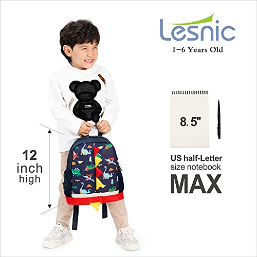 LESNIC Kids Dinosaur Backpack with Leash, Buckles in the Front, CPC Certified Medium Rucksack for 1-6 Years Old Boys & Girl, Dinosaur Rucksack Toddler Kids Bag 25 10 30.3cm/10 4 12in