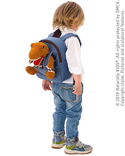 Naturally KIDS Small Dinosaur Backpack Dinosaur Toys for Kids 3-5 - Dinosaur Toys for 3 4 5 6 Year Old Boys Girls Gift - Toddler Backpack for Boys Dinosaurs for Boys Dino Toy - Dinosaur Stuffed Animal