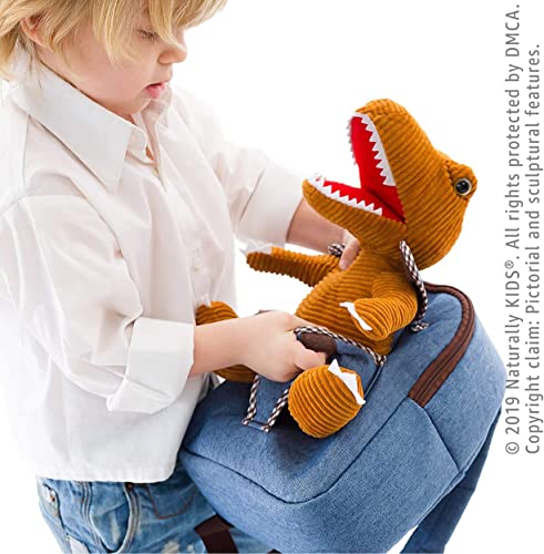Naturally KIDS Small Dinosaur Backpack Dinosaur Toys for Kids 3-5 - Dinosaur Toys for 3 4 5 6 Year Old Boys Girls Gift - Toddler Backpack for Boys Dinosaurs for Boys Dino Toy - Dinosaur Stuffed Animal