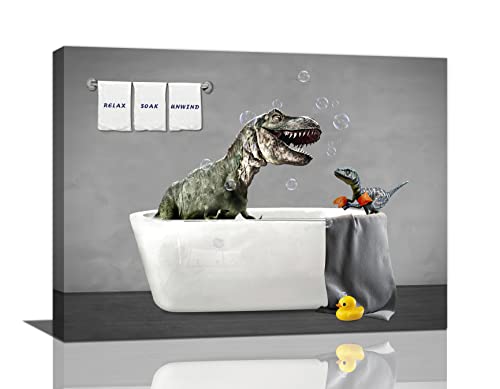 Dino Bathtub Canvas Wall Art Decor
