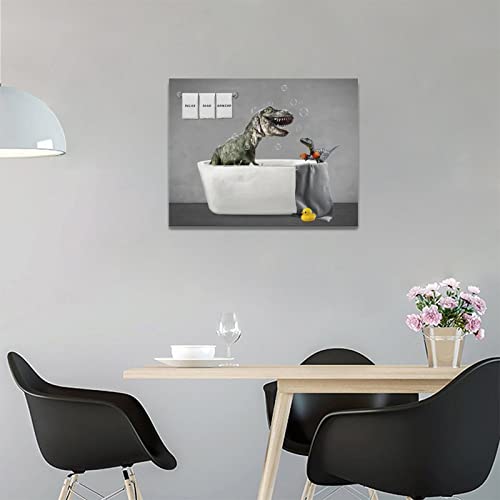 Dino Bathtub Canvas Wall Art Decor