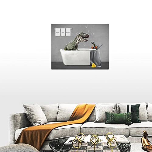 Dino Bathtub Canvas Wall Art Decor
