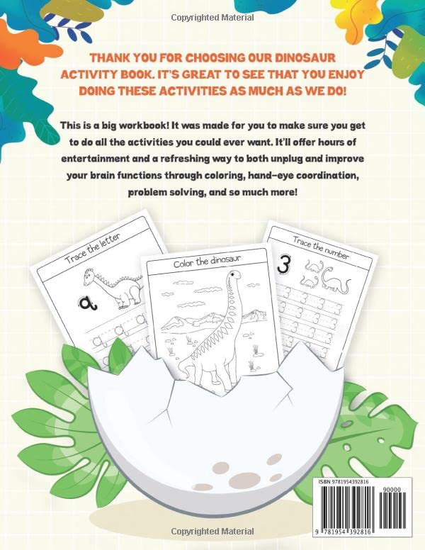 Dinosaur Activity Book for Preschoolers Ages 3-5
