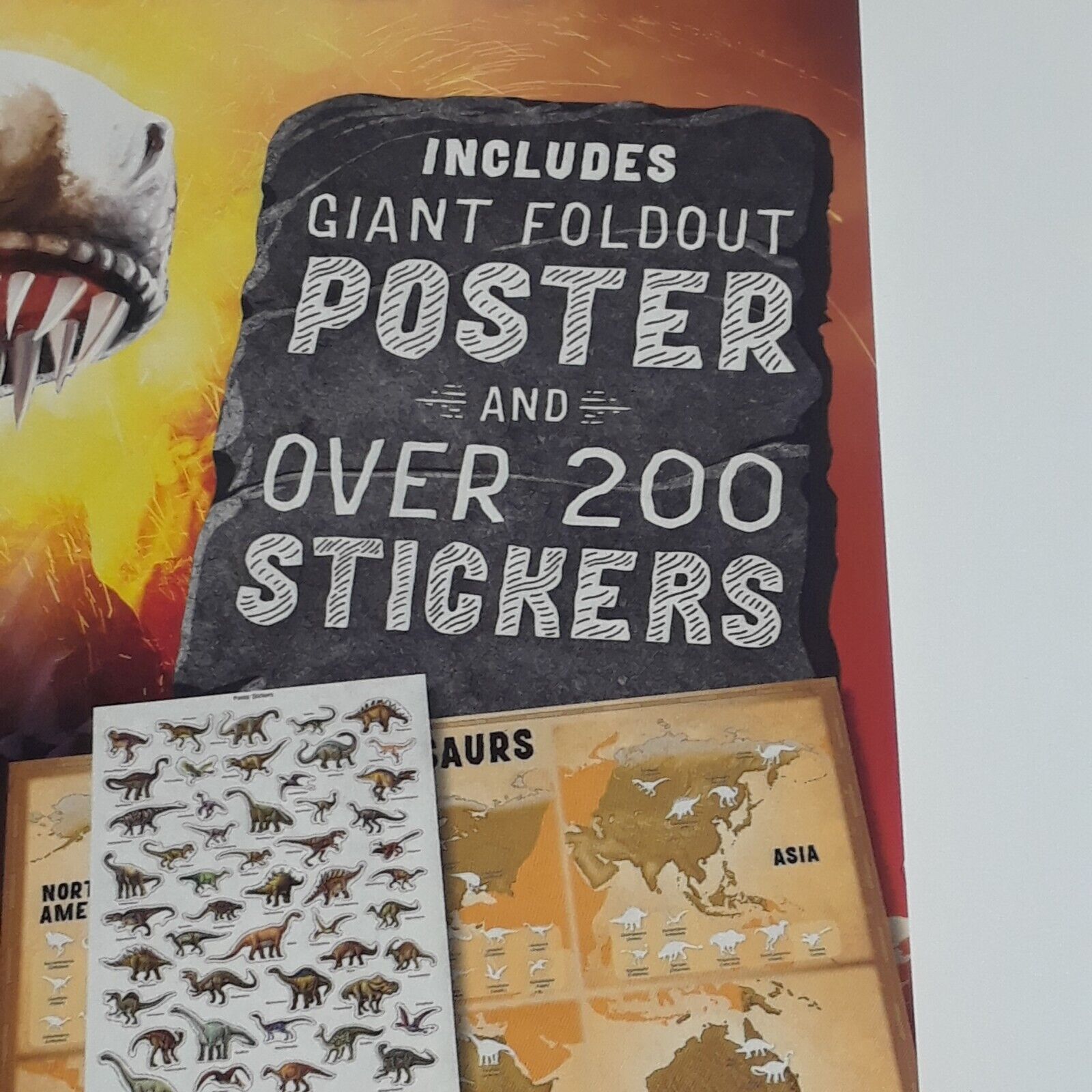 Dino Sticker Book with Wall Map Poster - Educational