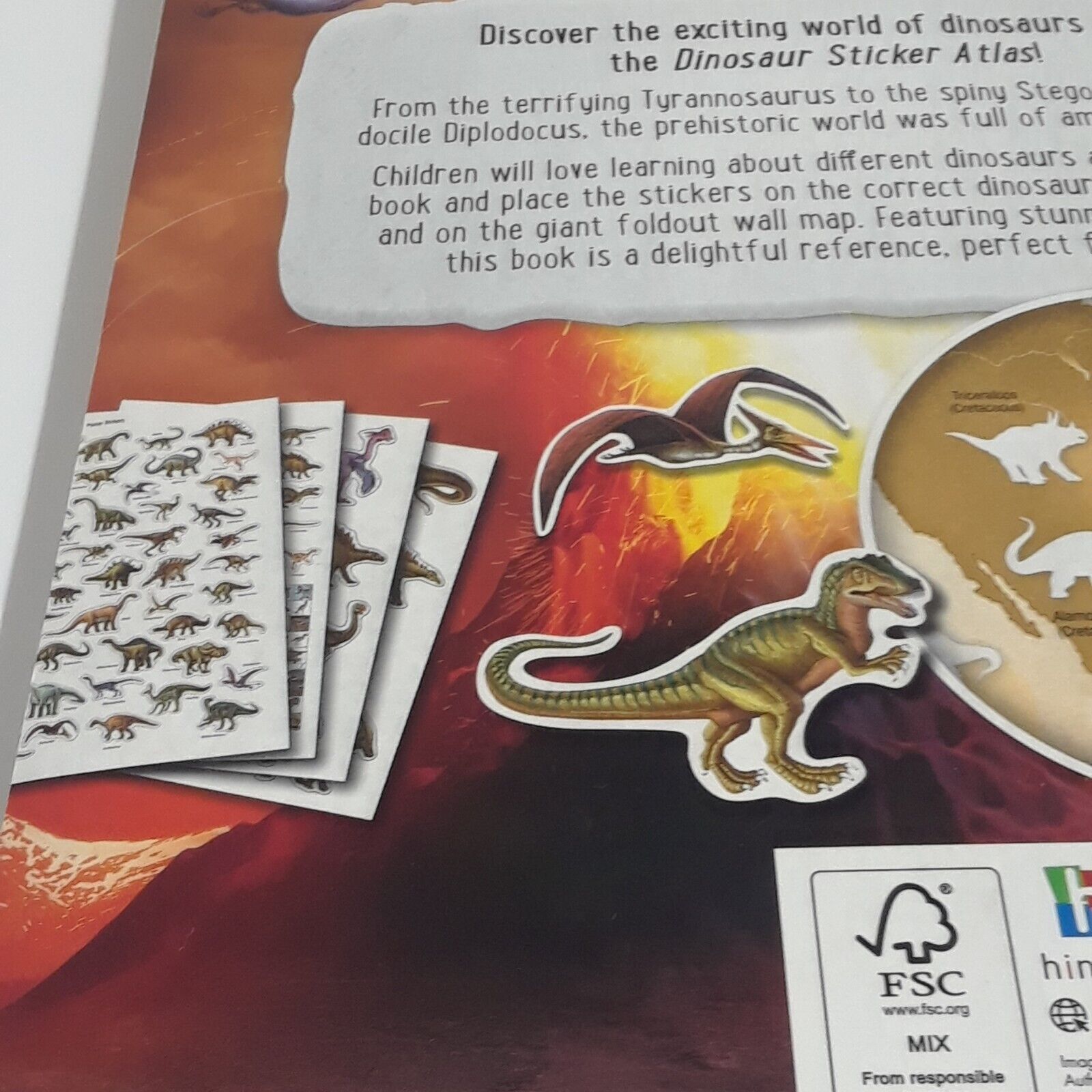 Dino Sticker Book with Wall Map Poster - Educational