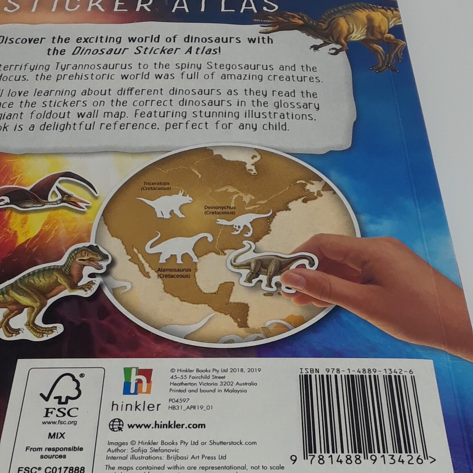 Dino Sticker Book with Wall Map Poster - Educational