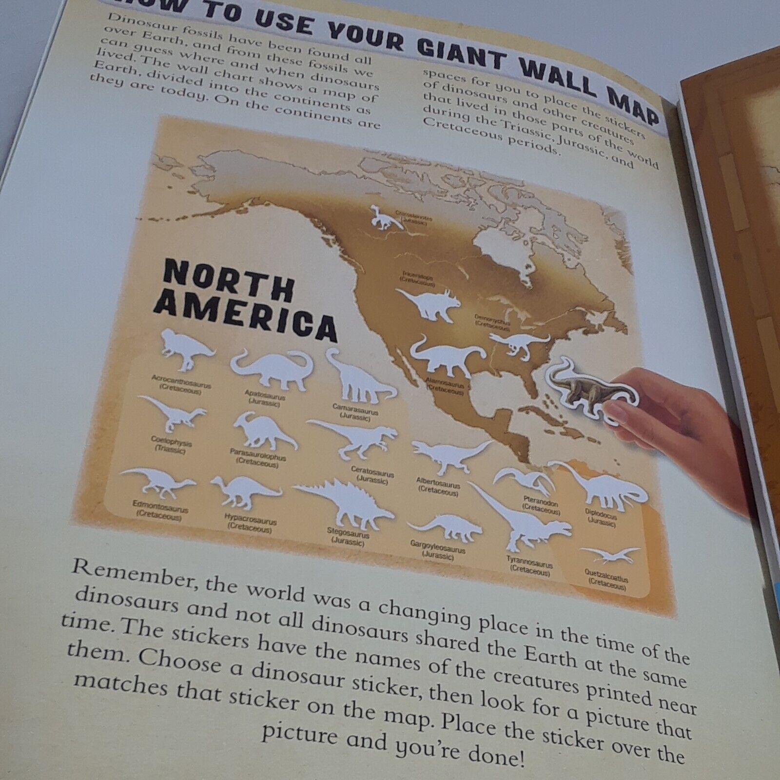 Dino Sticker Book with Wall Map Poster - Educational