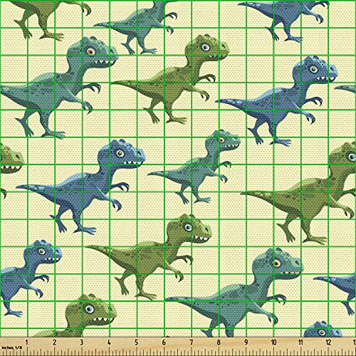 Jurassic Dinosaurs Fabric by Ambesonne - 1 Yard
