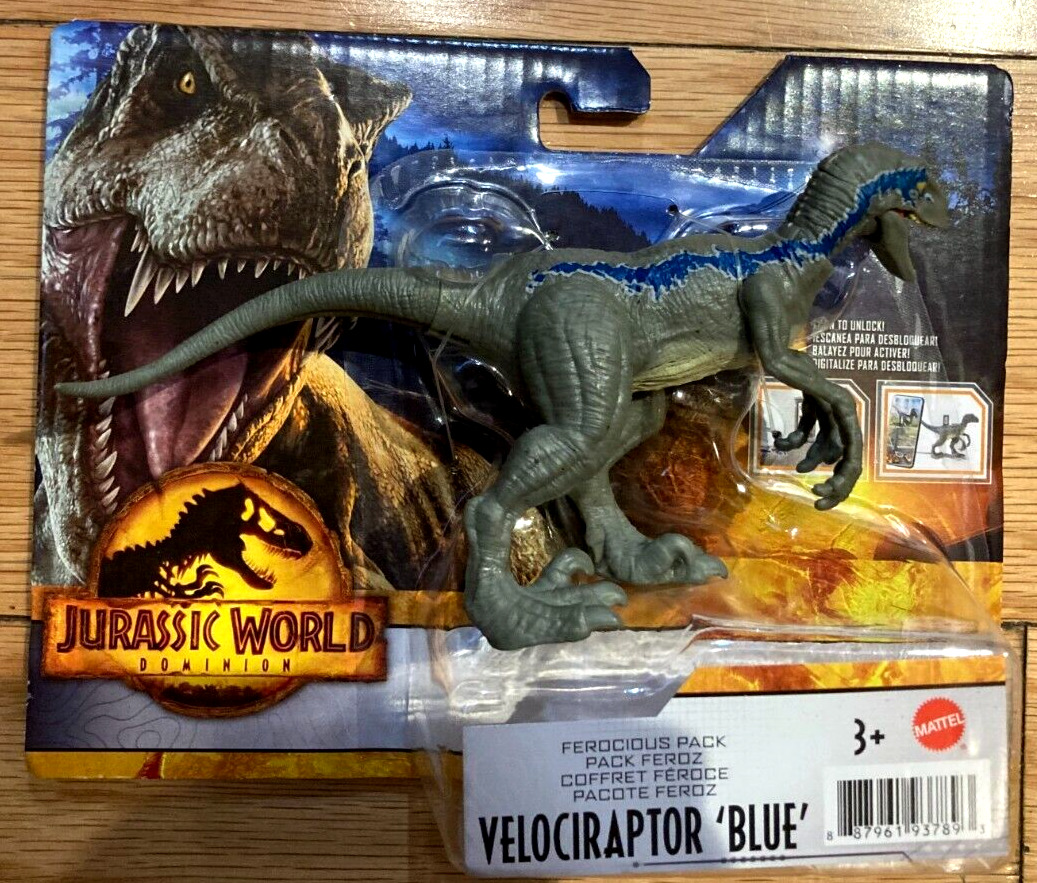 Jurassic World Dominion 2022 Movie Series Ferocious Pack Velociraptor Blue